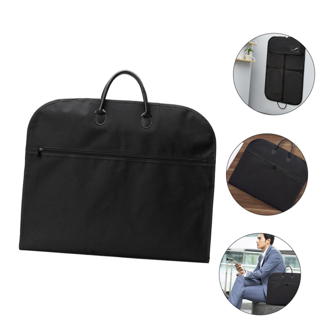 Bolsa para Trajes Portátil Plegable y Colgante Negro 1 Pieza