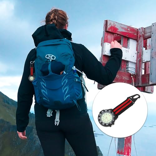 Montre à mousqueton multifonction rouge avec attache rapide intégrée - 4