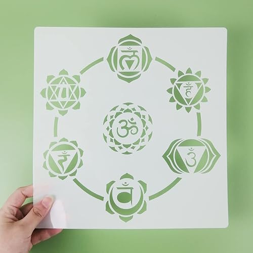 Miniatura 4 de Plantillas de geometría sagrada, 12 plantillas de yoga, Om Sagrado Lotus Chakra La Flor de la Vida Mandala Hamsa mano, sol, luna, símbolos