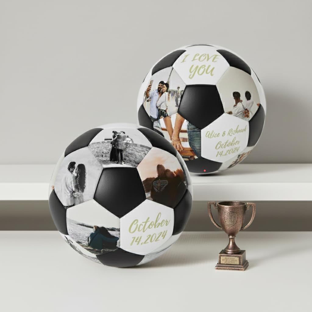 Personalisierter Fußball mit Foto Namen Text Logo Individuelles Fußballgeschenk Fussball Personalisiert Geburtstagsgeschenk Personalisierte Geschenke für Jungen Mädchen Papa Fußball-Fans Sohn Tochter