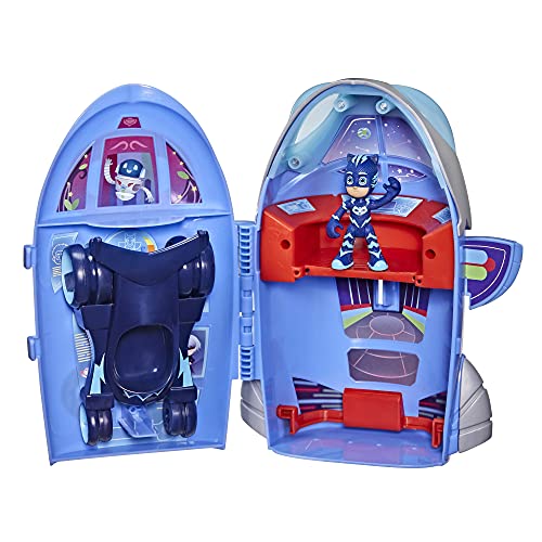 Veiculo e Figura PJ Masks QG 2 em 1 - Quartel-General e Foguete com Menino Gato e o Felinomóvel - F2