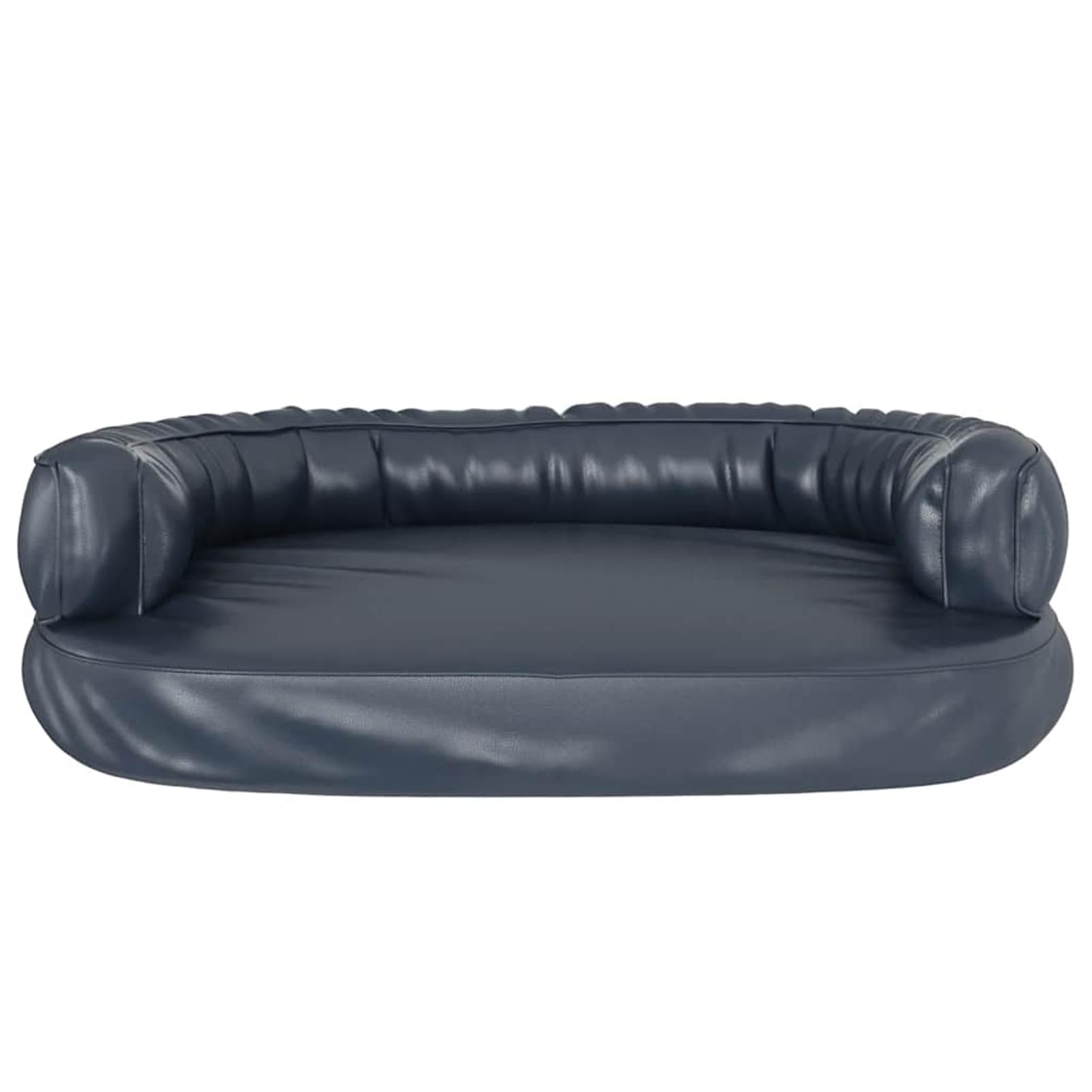 Hundebett ergonomisch Dunkelblau 88x65 cm Kunstleder Schaumstoff | Ergonomische Schaumstoffpolsterung, rutschfeste Unterseite, pflegeleichtes Kunstleder