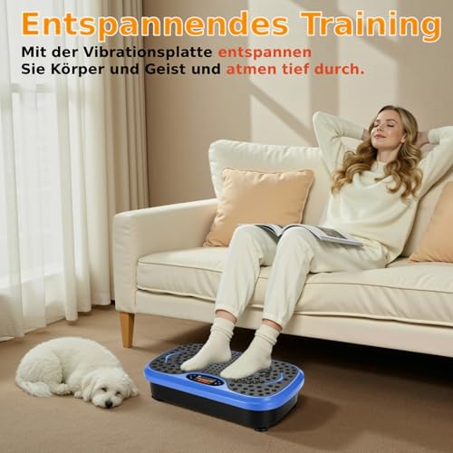 Miniatura 7 de Tlgreen Plataforma Vibración Muscular Con Mango, Silencioso, Con Altavoz Bluetooth, 2 Bandas Elásticas, 120 Niveles 5 Programas De Entrenamiento, Écran Tactile Lcd Et Télécommande, Plataforma Fitness