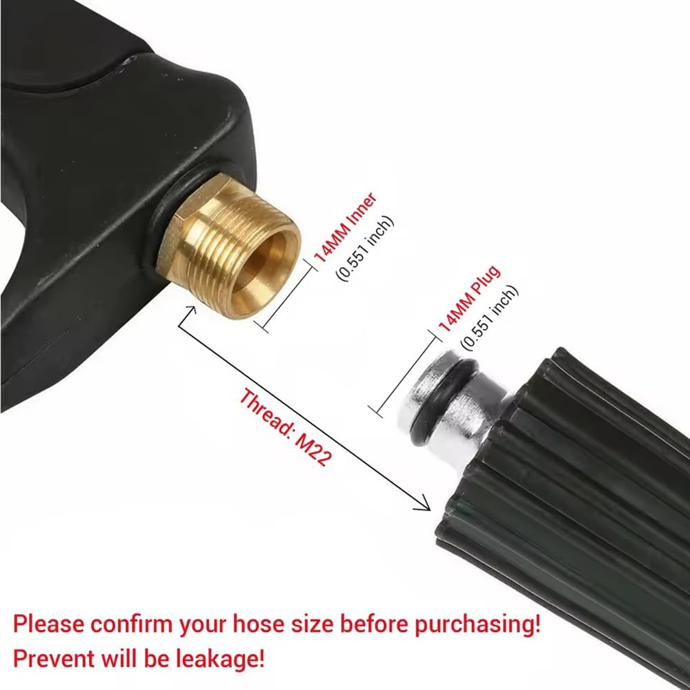 Lance Nettoyeur Haute Pression,Pistolet Nettoyeur Haute Pression,Pistolet Haute Pression,4000psi nettoyage haute pression avec rallonge de rechange,5 embouts,Tuyau de 8 mètres,Pour lavage des voitures