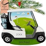Personalized Golf Ornament 2026 | 24H Customized, Laser Engraved Sport Christmas Ornaments For Tree | Custom Golf Cart Keepsake Gift For Golfers