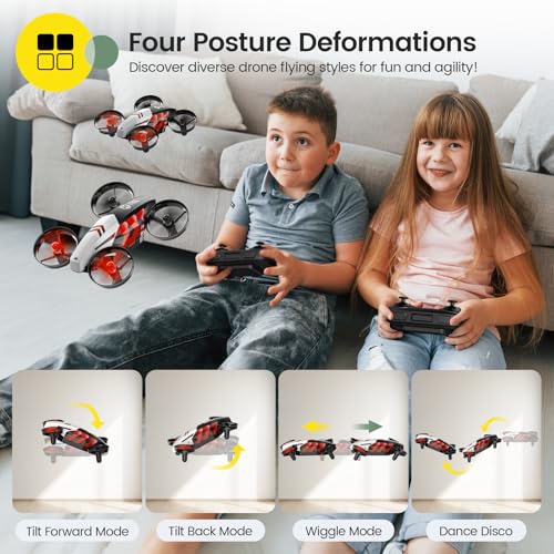 Image of Holy Stone HS210T Drones for Kids, 2 IN1 MINI Indoor Drone with Land & Fly Mode, Four Posture Deformations RC Quadcopter with 3D Flip, Auto Hovering, Easter day& Birthday Toy Gift for Boys and Girls