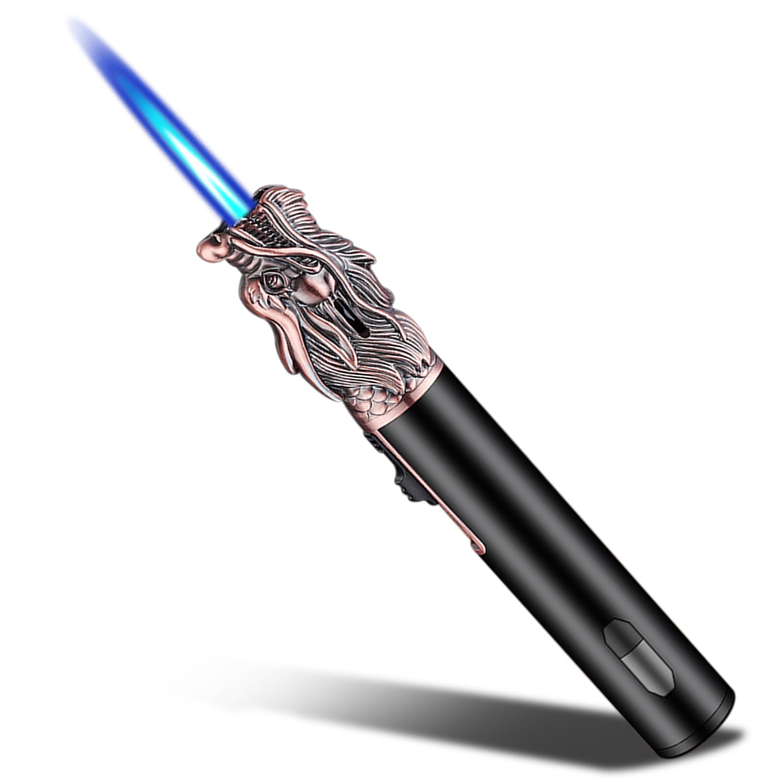 Torch Lighter - Refillable Butane Lighter with Adjustable Flame Windproof Jet Flame Transparent Gas Window - Long Lighter