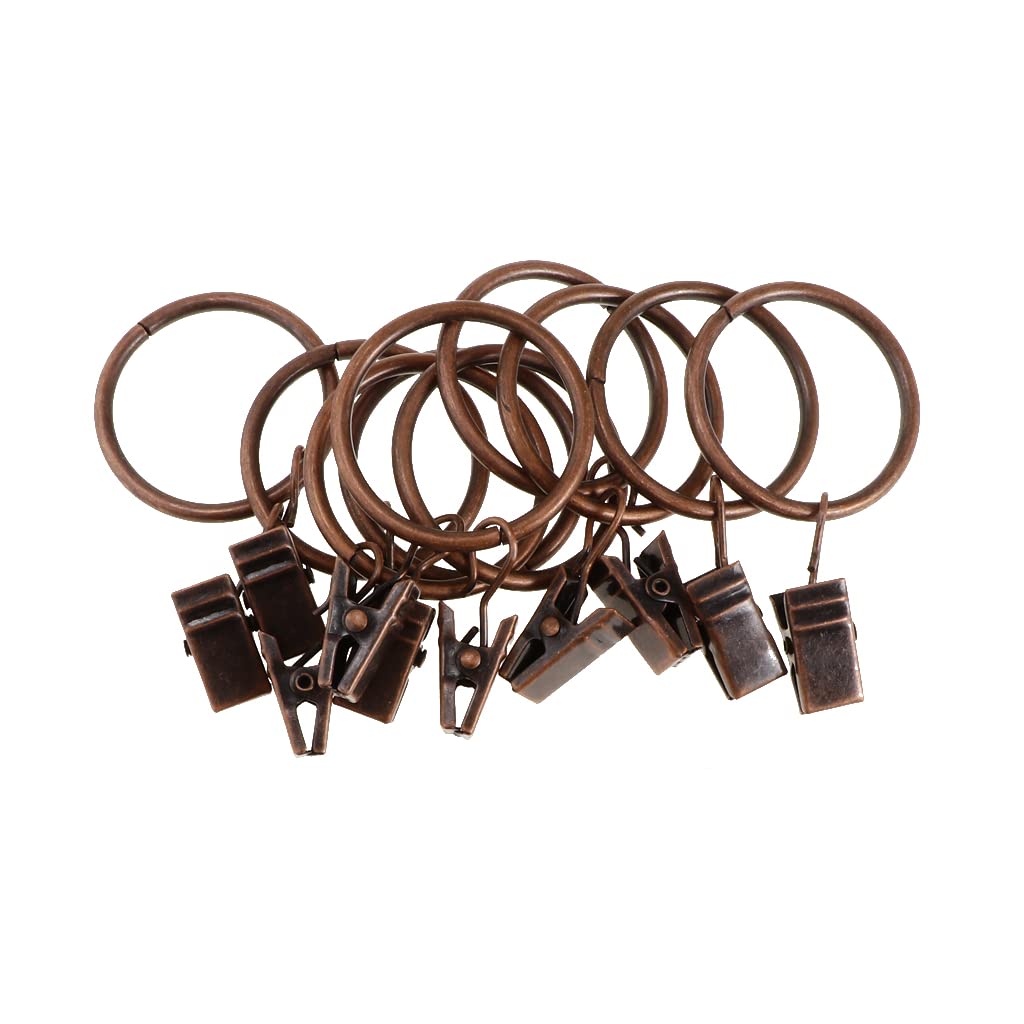 Mszsa 10 X Copper Curtain Rod Ring Clips, Pack Of 10 Rustproof Metal Drapery Ring With Hook/Hanger Clips With Eyelets For Holding Heavy Curtains Rod Set And Drapes (35 Mm) (10 X Copper)