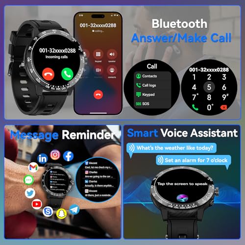 Montre Connectée avec GPS, 1.508'' AMOLED Smartwatch pour Homme avec Appels Téléphonique, 170+ Modes Sportifs Surveillance Fréquence Cardiaque/Sommeil/SpO2 Écran Fitness Tracker pour iOS et Android – Image 3