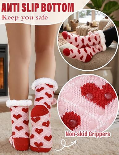 Image of MOGGEI Fuzzy Slipper Socks for Women, Warm Cozy for Winter, Non Slip Grips