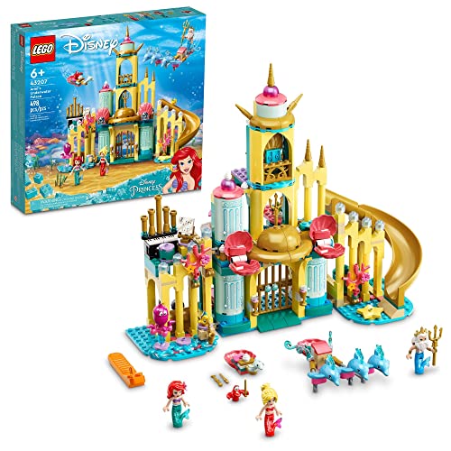 LEGO Disney Princess Ariel’s Underwater Palace Building Toy 43207 Toy Castle Building Kit, Gift Idea for Kids, Girls and Boys Aged 6+ with The Little Mermaid Mini-Doll Figure & Dolphin Figures