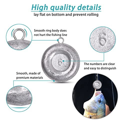 Fishing Coin Weight Disc Fishing Sinker Saltwater Surf Fishing Inline Trolling Catfishing Weight Sinker Fish Gear Tackle 1OZ 2OZ 3OZ 4OZ 5OZ 6OZ 8OZ (1oz - 10pcs)