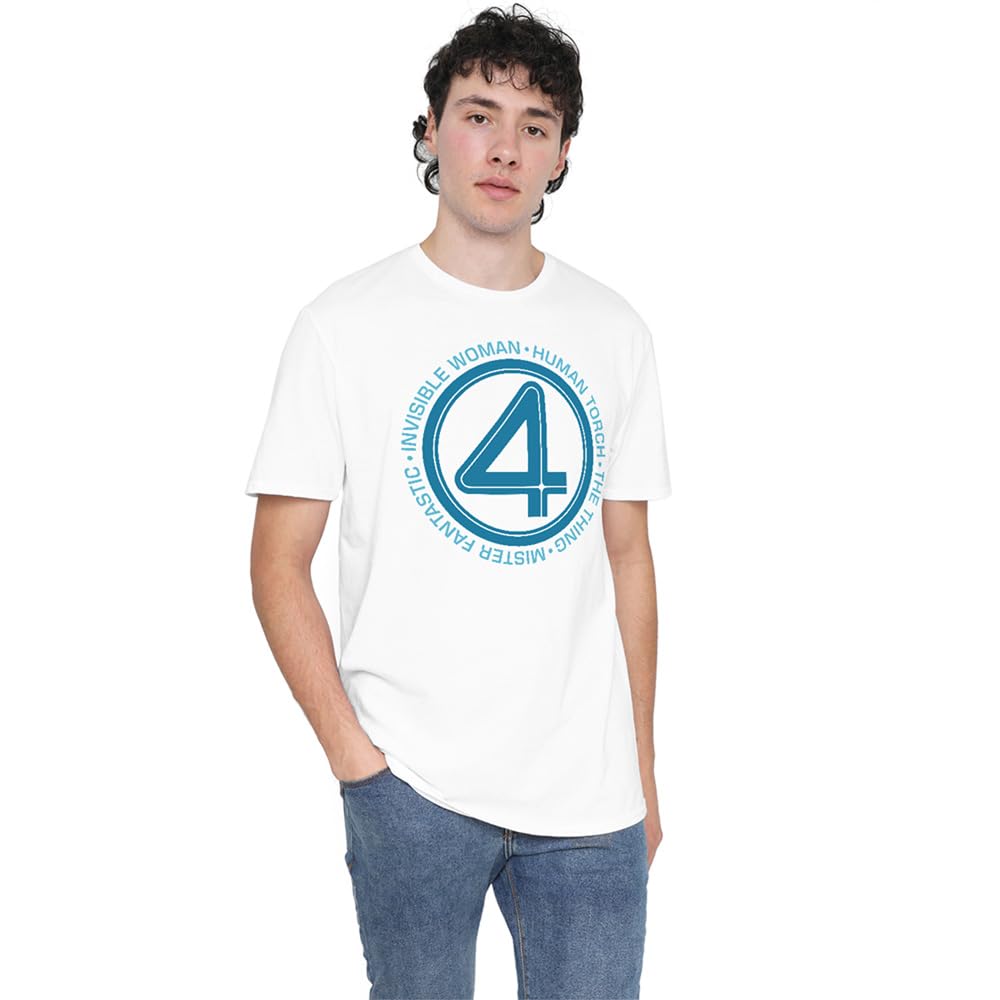 Marvel Unisex White Fantastic Four Superhero Team T-Shirt, In | Size: 5XL