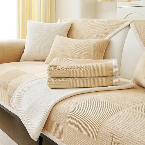 kogxscej Copridivano in Velluto Morbido Color Latte, Protezione per Divano, 1/2/3/4 Posti, Forma L, Copridivano per Divano Angolare, Nuovo 2024, Universale Antiscivolo, Protezione per Divano