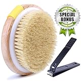 Dry Brushing Body Brush Natural Bristle - Improve Blood Circulation, Lymphatic Drainage - Help Shed Dead Skin, Encourage New Cell Renewal for Smoother Brighter Skin and Reduce Pesky Ingrown Hairs