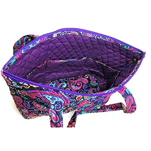 Egfas Quilted Handbag Purse Shoulder Bag Pocketbook (Medium Floral Paisley Multicolor) #TOP3