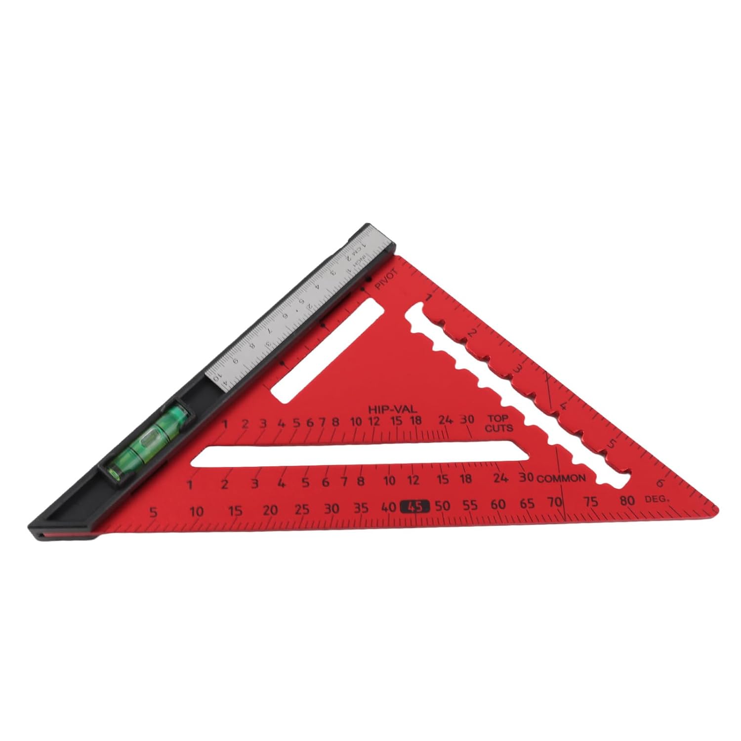 Rafter, 7 Inch Aluminum Alloy Polished Accurate Scaling Built in Magnets Carpenter Removable Short Ruler Triangle for Woodworking Carpentry (Red)