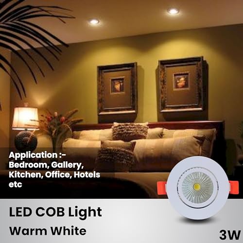 Image of D'Mak Moveble LED COB Light | Recessed LED Ceiling Light for Indoor Lighting | Warm White Color | Aluminium Body (4, 3 Watt)