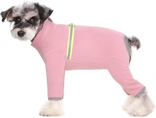 Dog Fleece Warm Clothes, Puppy Winter Long-Sleeved Four-Legged Clothes, Puppy Onesie With D Ring,Cold Weather Coats For Small To Medium Dogs_XL(Pink)