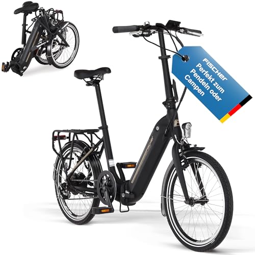 Fischer E-Bike Klapprad Agilo 2.0 Elektrofahrrad für Damen und Herren, RH 36 cm, Hinterrradmotor 25 Nm, 36 V Akku im Rahmen, schwarz matt, 20 Zoll