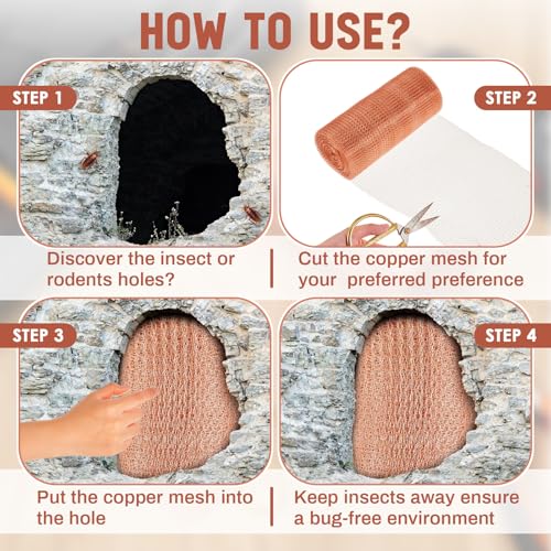 Image of Gisafai 8 inch X 100 ft Copper Mesh Roll for Rodent Control, 2 Roll