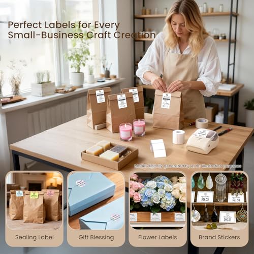 Image of CLABEL Label Maker Machine with Tape, 221B Thermal Bluetooth Label Printer 2 Inch Portable Barcode Inkless Sticker for Small Business, Retail Office,Office, Home, Came with 1 Roll Label, (Pink Gold)