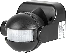 Interruptor de sensor de corpo humano infravermelho, interruptor de movimento de corpo infravermelho ajustável cor preta 180° ângulo de detecção para banheiros(Preto)