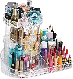 iPEGTOP Acrylic Rotating Makeup Organiser,360 Degree Rotating Adjustable Jewelry Cosmetic Perfumes Display Stand Box, Great Capacity Make Up Storage For Dresser, Bedroom, Bathroom