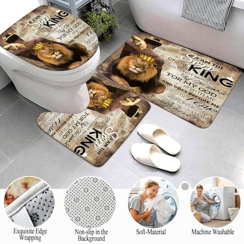 Omebero 4Pcs Lion King Shower Curtain Set, Fathers Day Inspirational Black Man Bathroom Decor Shower Curtains and Rugs Toilet Lid Cover Bath Mat, Waterproof Africa American Shower Curtain for Man by Omebero - Image 4