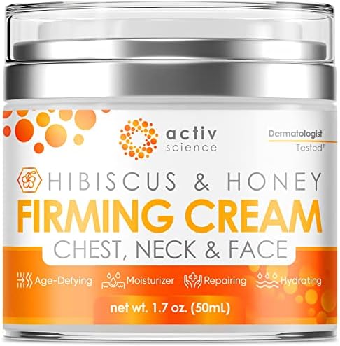 Hibiscus and Honey Firming Cream, Neck Firming Cream, Skin Tightening Cream, Skin Firming and Tightening Lotion, Reduces the Look of Neck Lines, Tightens & Smooths - With Collagen & Hyaluronic Acid 1.7OZ