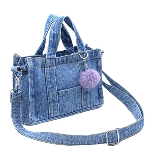 Image of SoonerCozer Crossbody Denim Purse Fashion Small Hobo Bag Stylish Handbag Tote Bag for Women