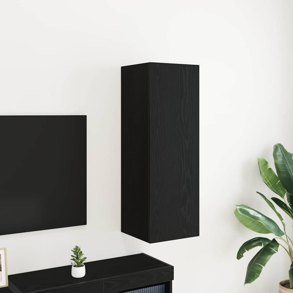 vidaXL Wand-TV-Schrank Schwarz Eichen-Optik 30,5 x 30 x 90 cm, Moderne Wohnzimmerschränke, Wand-TV-Möbel, rechteckige Medieneinheit, schickes Design, Platzsparende Lösung