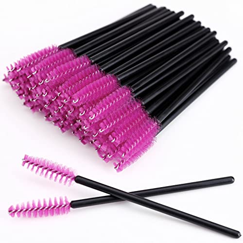 MSQ 50 Stück schwarz Wimpernbürsten Einweg Farbe, Kosmetik Pinsel für Wimpern und Augenbrauen, Mascara Zauberstäbe für Beauty-Salon und Hausgebrauch (rot)