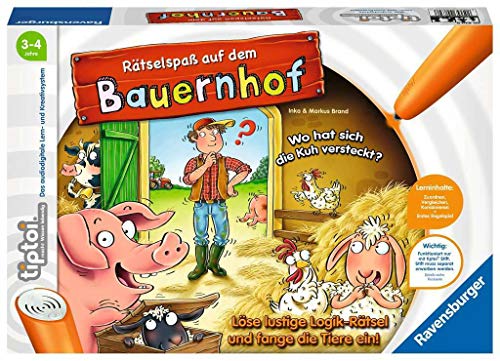 Ravensburger tiptoi Spiel 00830 Rätselspaß auf dem Bauernhof - Lernspiel ab 3 Jahren, lehrreiches Logikspiel für Jungen und Mädchen, für 1-4 Spieler