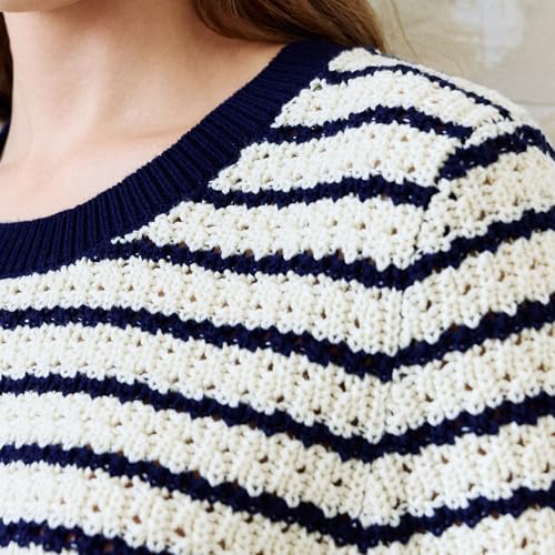 Image of URBAN REVIVO Women's Short Sleeve Sweaters Crewneck Knit Tops Casual Striped 2025 Trendy Soft Summer Blouses