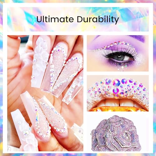 Image of Novani Crystal Rhinestones, Flatback Loose Gemstones 2880pcs Glass Rhinestones for Clothes Shoes Crafts Makeup Nail Art and DIY Decorations(SS4, Crystal AB)