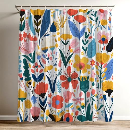 Rideau de douche fleur 100x120 cm en polyester imperméable pour baignoire - 2