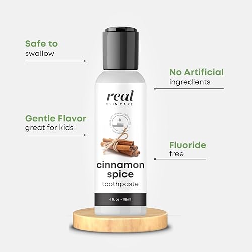Vista 4 de Real Skin Care Pasta de dientes de coco Hecho a mano en Estados Unidos Especias de canela Pasta de dientes orgánica natural sin flúor