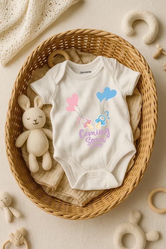 Baby Girls Boys Coming Soon Cute Onesie Newborn White Announce Pregnancy Surprise Bodysuit 0-3 Months - Image 4