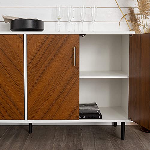 Walker Edison Fehr Modern 4 Door Bookmatch Buffet, 58 Inch, White #TOP7