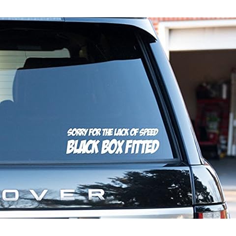 WaterShed Designs Sorry For The Speed Black Box Fitted Funny Black Box New Driver Sticker Vinyl Black or white options (White) Cover