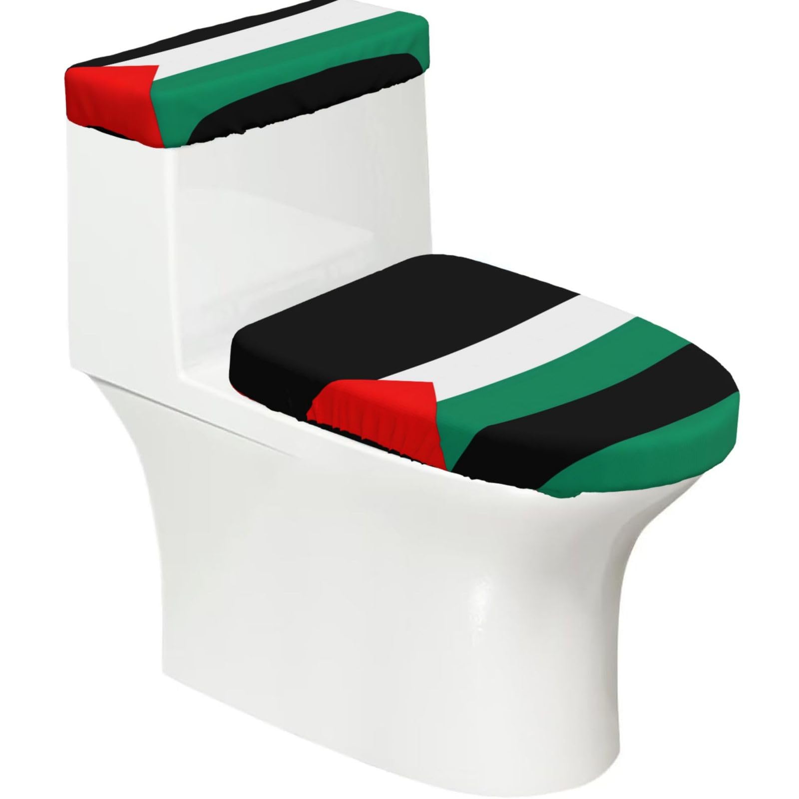 Palestine Flag Print Bathroom Decor Toilet Lid Cover And Tank Covers, Restroom Accessories Fits Most Round