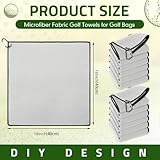 Batiyeer 12 Pcs Golf Towel Bulk for Golf Bags Microfiber Fabric Towel with Clip Waffle Pattern, Fitness, Camping, Hiking, Yoga (Light Grey,16 x 16 Inches)