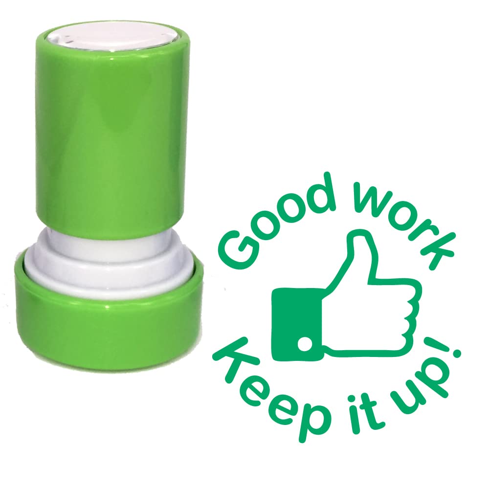 School Stamps Green Good Work, Keep It Up! Teacher Stamp. Self-Inking, 22Mm, Reinkable, Quality Stamper For Marking And Praise. Ink*