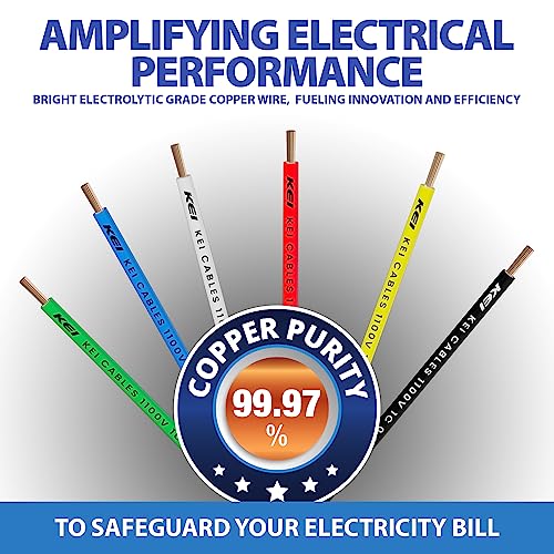 Image of KEI WIRES & CABLES Homecab 4 sqmm 1 Core Copper Flame Retardant House Wire PVC Insulated Cable for Domestic & Industrial Electrical Wiring (Yellow, 90 Meters)