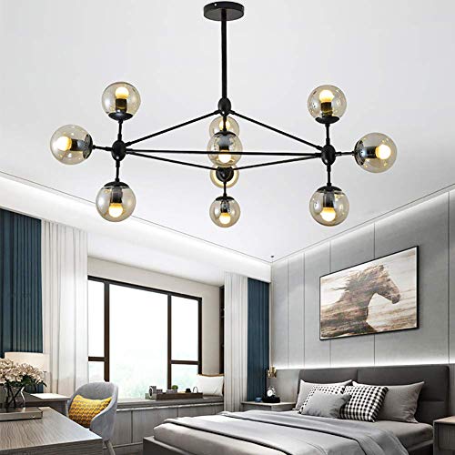 Lustre Nordique Moderne Sputnik Plafonnier Intérieur Décoratif Globe Verre Transparent E27