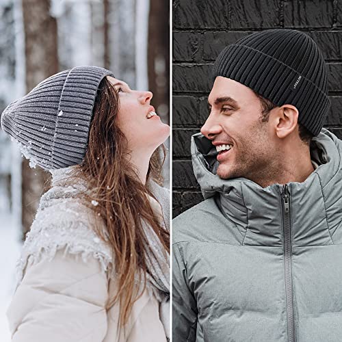 Beanie Hats For Men 30% Merino Wool Knit Hat, Winter Hats For Women Thick Thermal Warm Thinsulate Lined, Beanie For Women Cold Weather Skull Cap White #TOP5