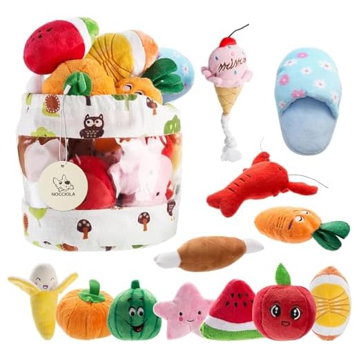 Nocciola - Paquete de 12 bonitos juguetes de peluche con sonido para perros pequeños y medianos | Juguetes para mascotas | Juguetes con sonido | Juegos de peluche | Bolsa de transporte
