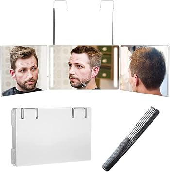 3-sided Mirror, 360 , 3-sided Mirror, Wide Viewing Angle, Self-Cutting Mirror, Makeup Mirror, Foldable, 3-way Mirror, Wall Mounted, 3-way Mirror, Angle Adjustment, Height Adjustable, Stable Use