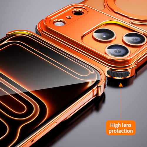Coque en métal iPhone Air haut de gamme orange avec support magnétique - 6